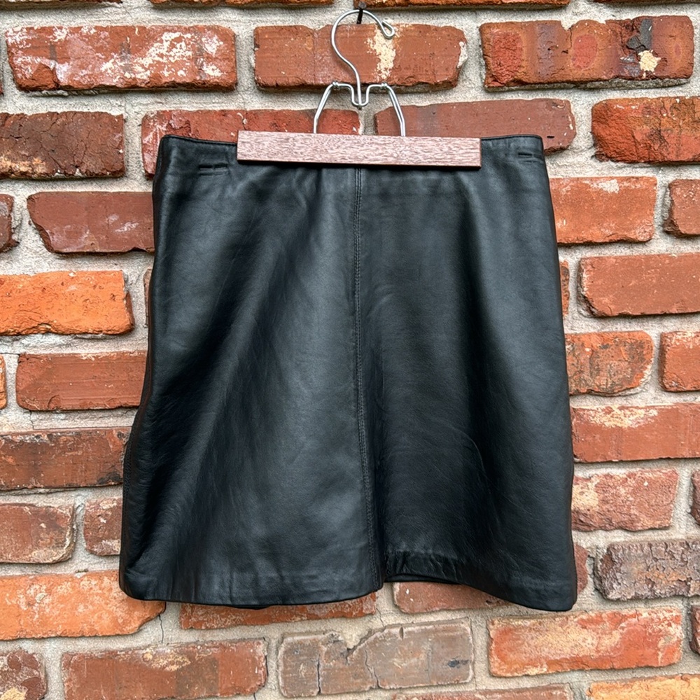 Rampage Vtg. Leather Soft Black Lined A Line Zip Up Skirt 11